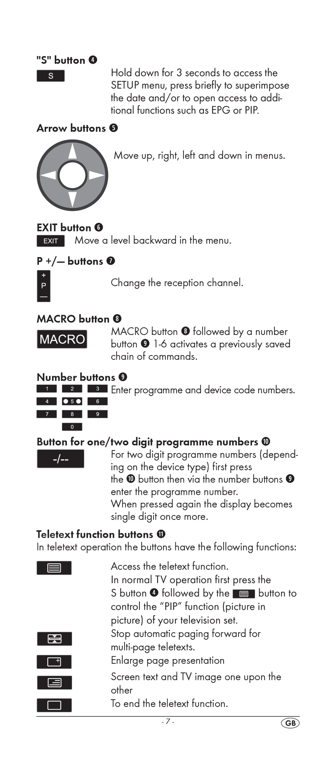 Silvercrest KH 2158 manual Button r, Number buttons o, Button for one/two digit programme numbers a 