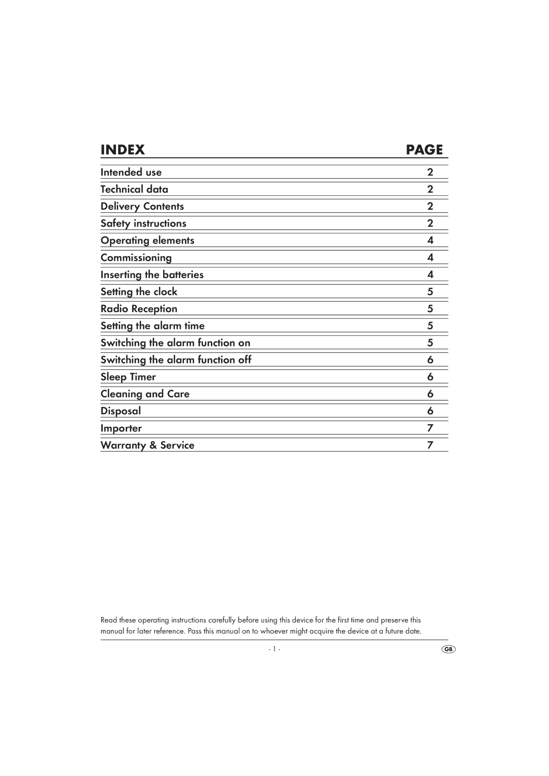 Silvercrest KH 2189 operating instructions Index 