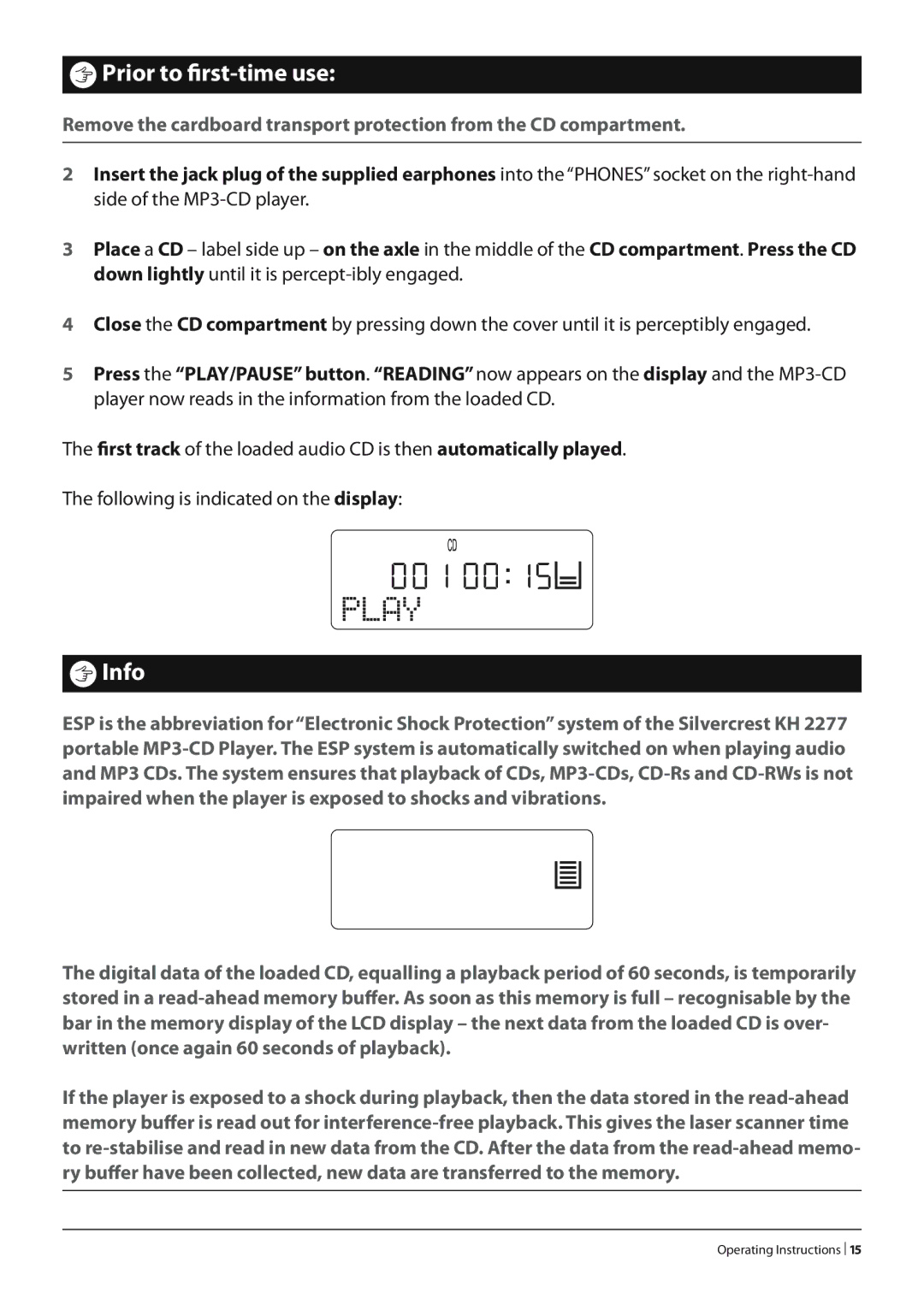 Silvercrest KH 2277 operating instructions Prior to first-time use 