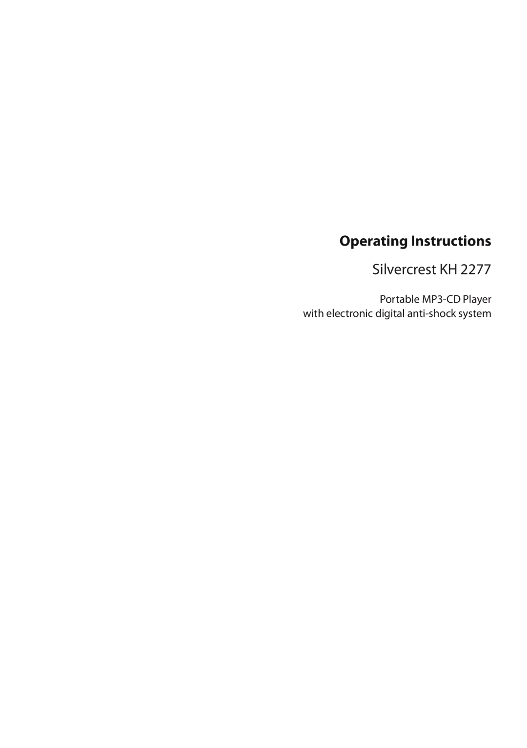 Silvercrest KH 2277 operating instructions Operating Instructions 