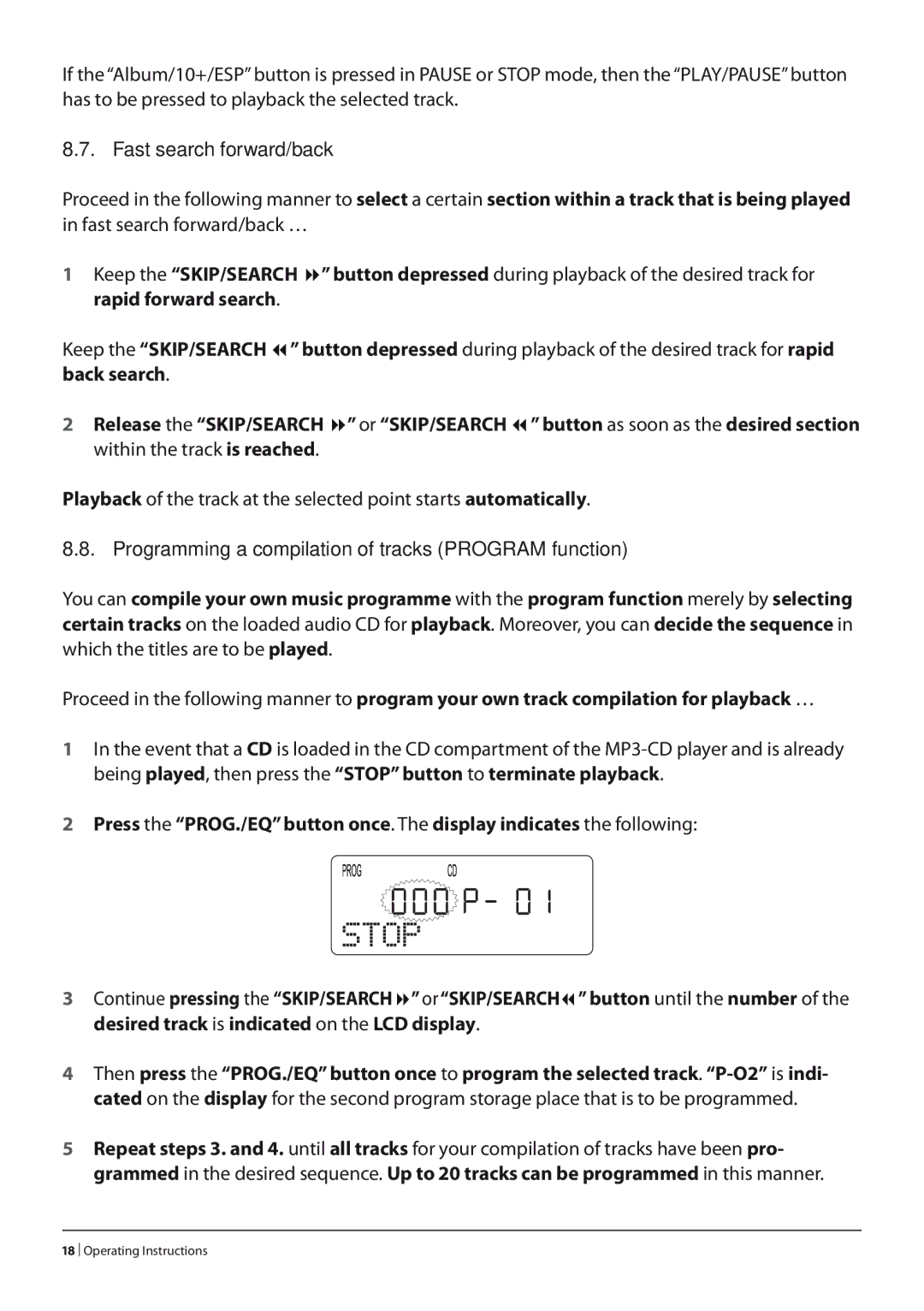 Silvercrest KH 2278 manual Fast search forward/back 