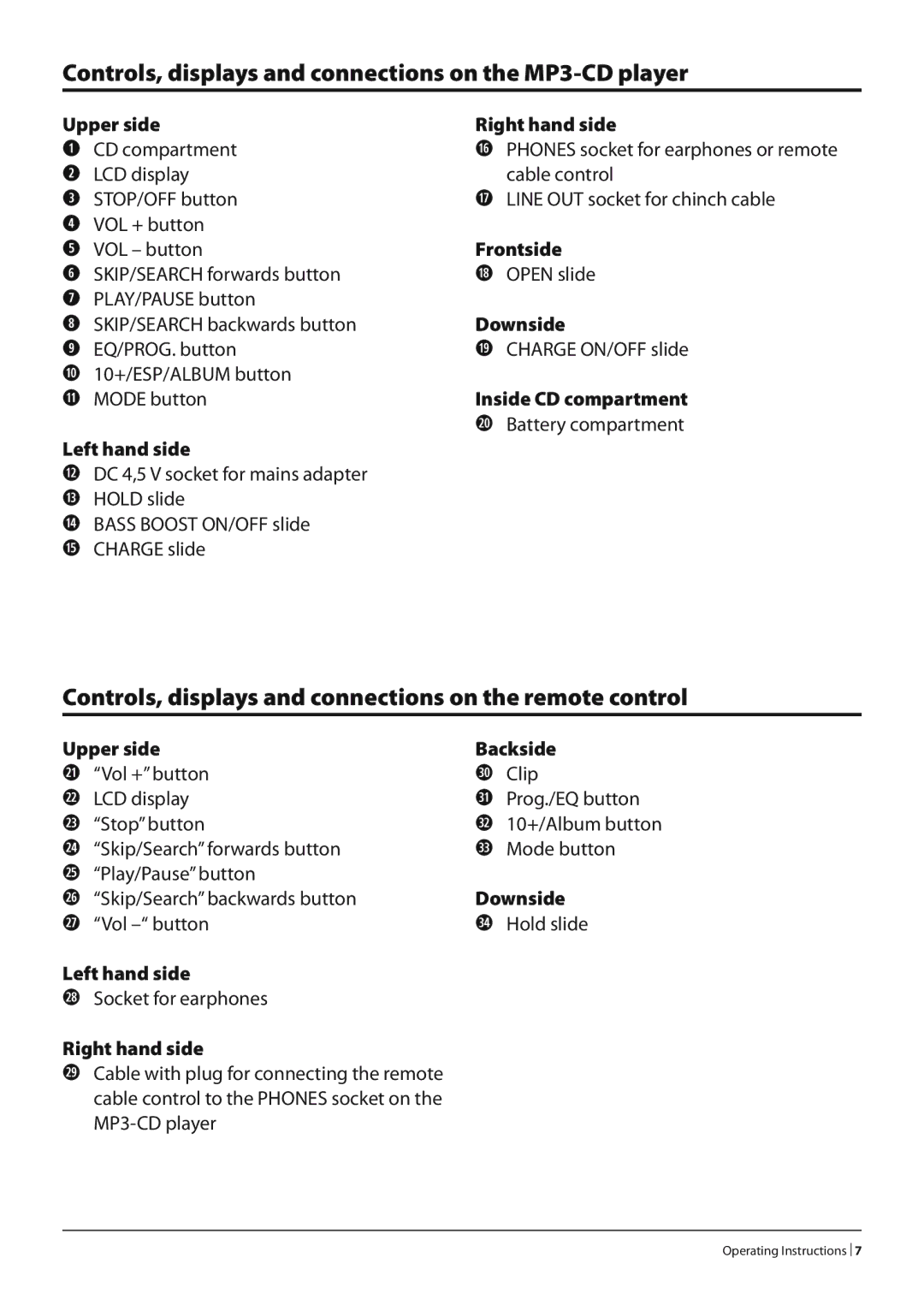 Silvercrest KH 2280 operating instructions Upper side Right hand side, Frontside, Upper side Backside 