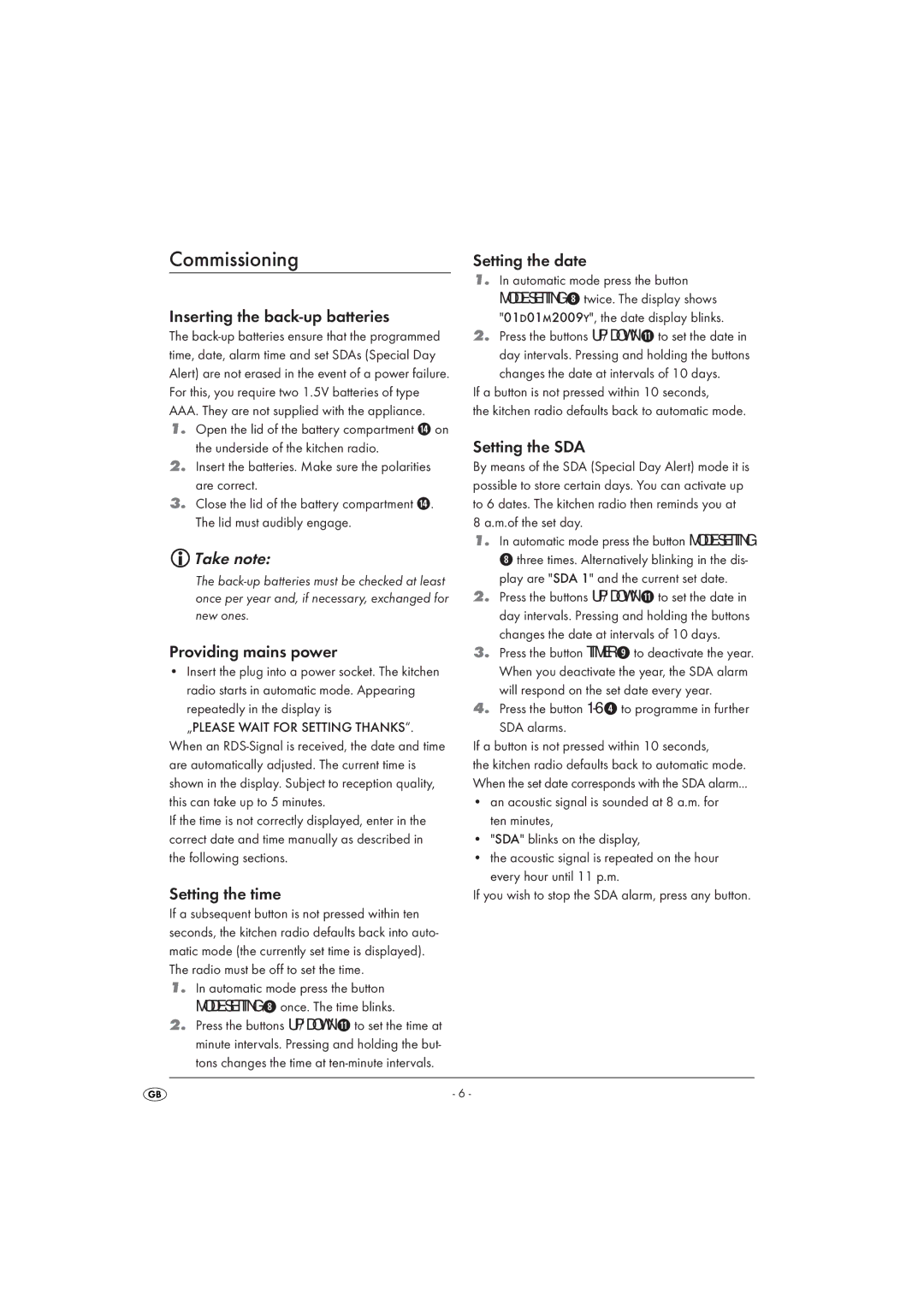 Silvercrest KH 2289 operating instructions Commissioning, Take note 