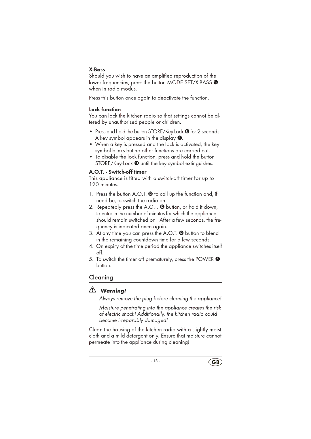 Silvercrest KH 2296 operating instructions Cleaning 