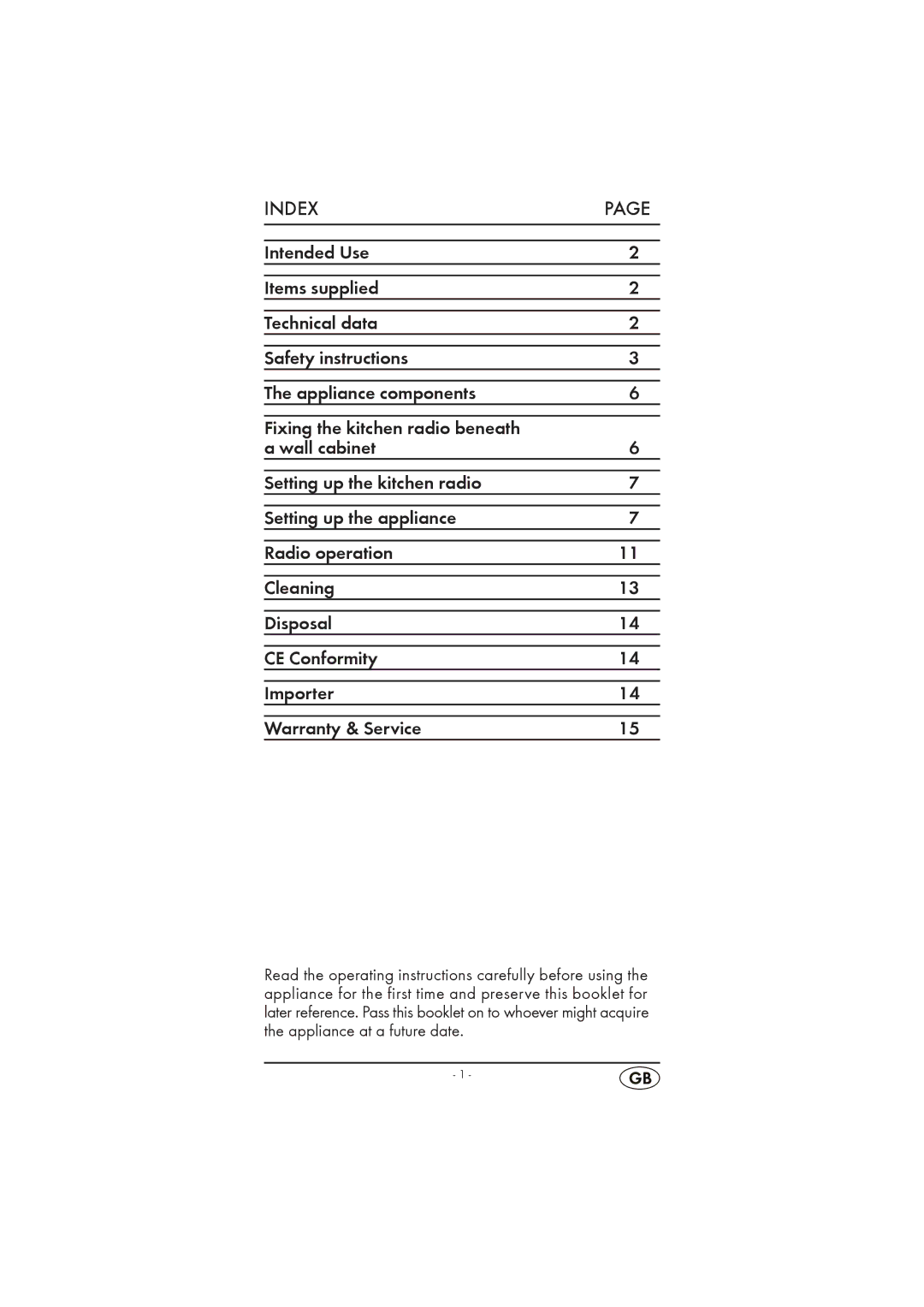 Silvercrest KH 2296 operating instructions Index 