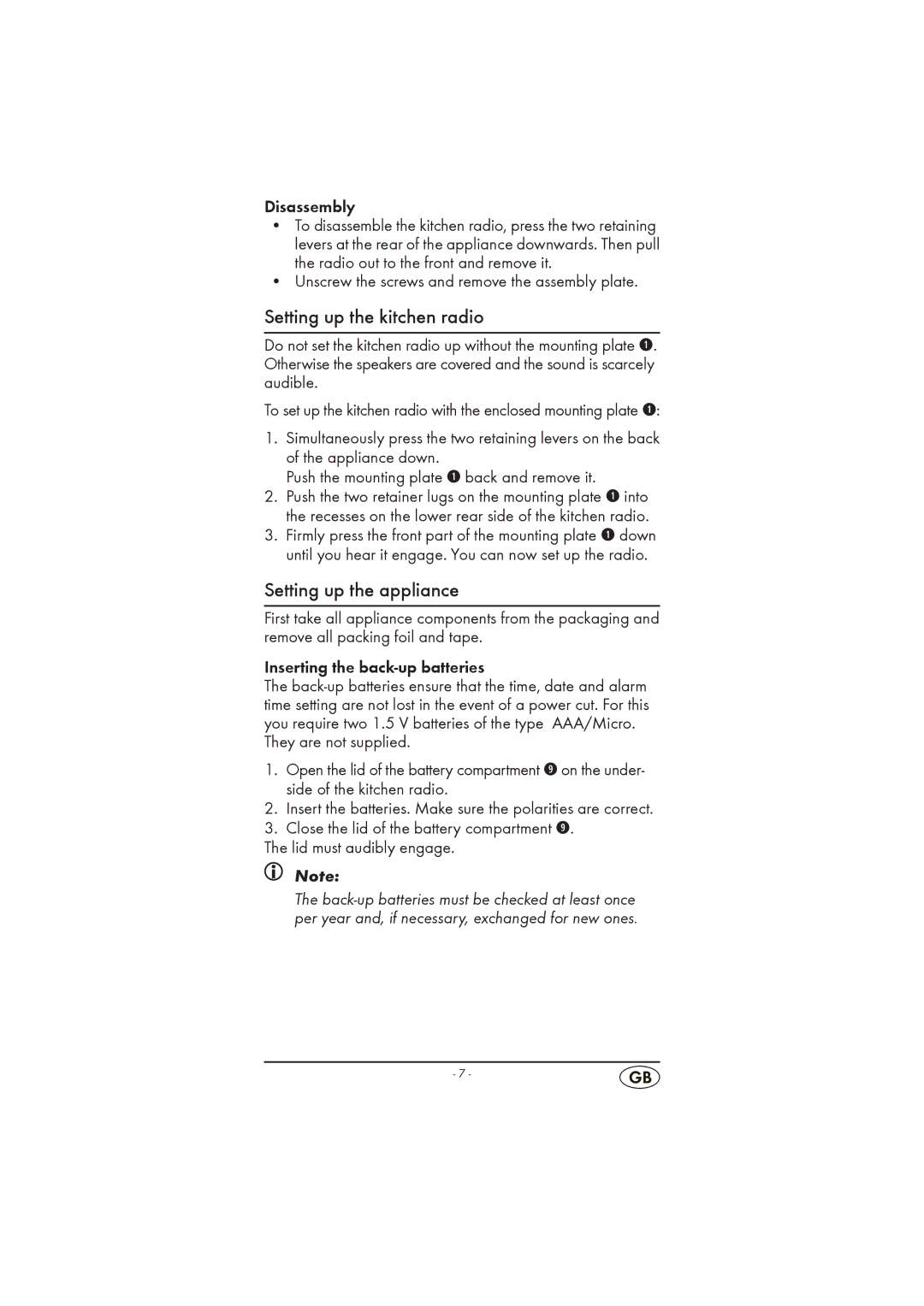 Silvercrest KH 2296 operating instructions Setting up the kitchen radio, Setting up the appliance 