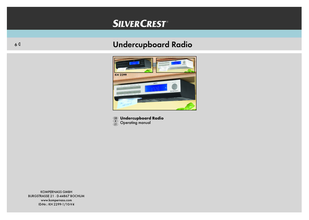 Silvercrest KH 2299 manual Undercupboard Radio 