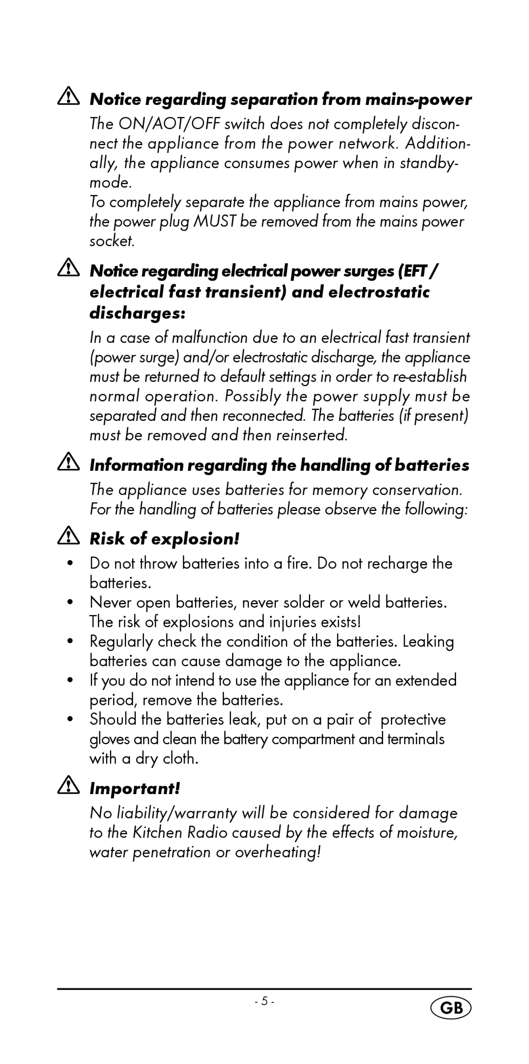 Silvercrest KH 2299 manual Information regarding the handling of batteries 