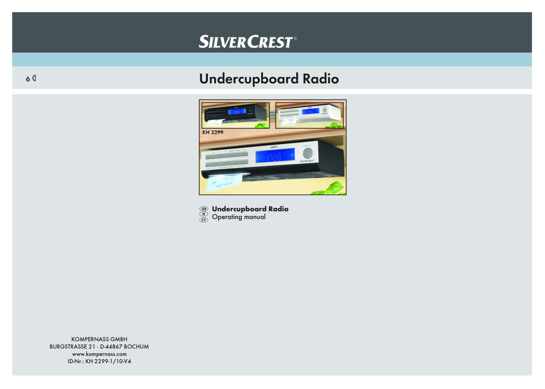 Silvercrest KH 2299 manual Undercupboard Radio Operating manual 