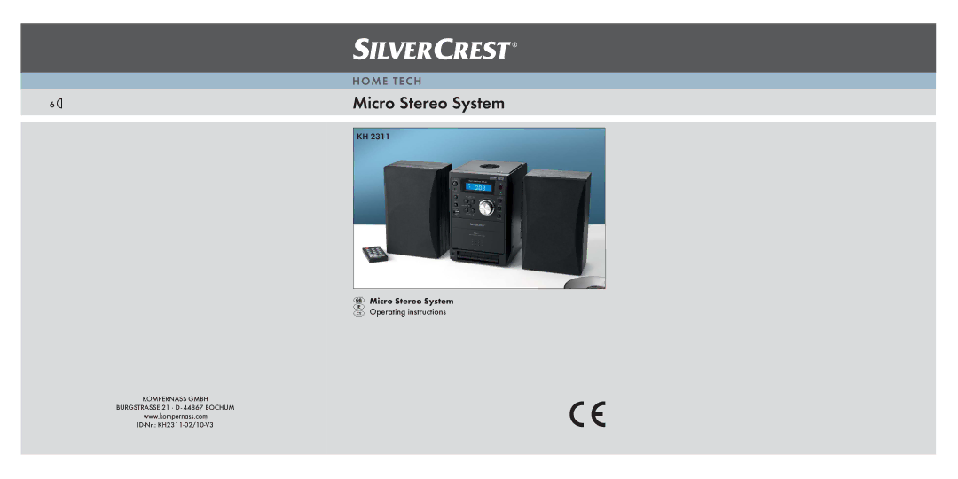 Silvercrest KH 2311 manual Micro Stereo System, ID-Nr. KH2311-02/10-V3 