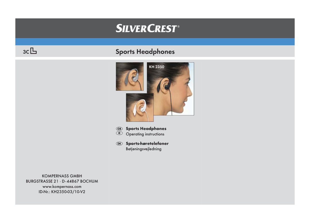 Silvercrest KH 2350 manual Sports Headphones, ID-Nr. KH2350-03/10-V2 