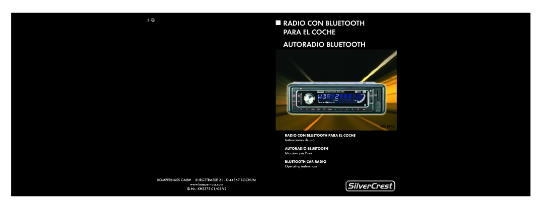 Silvercrest KH 2375 operating instructions Radio CON Bluetooth Para EL Coche Autoradio Bluetooth 