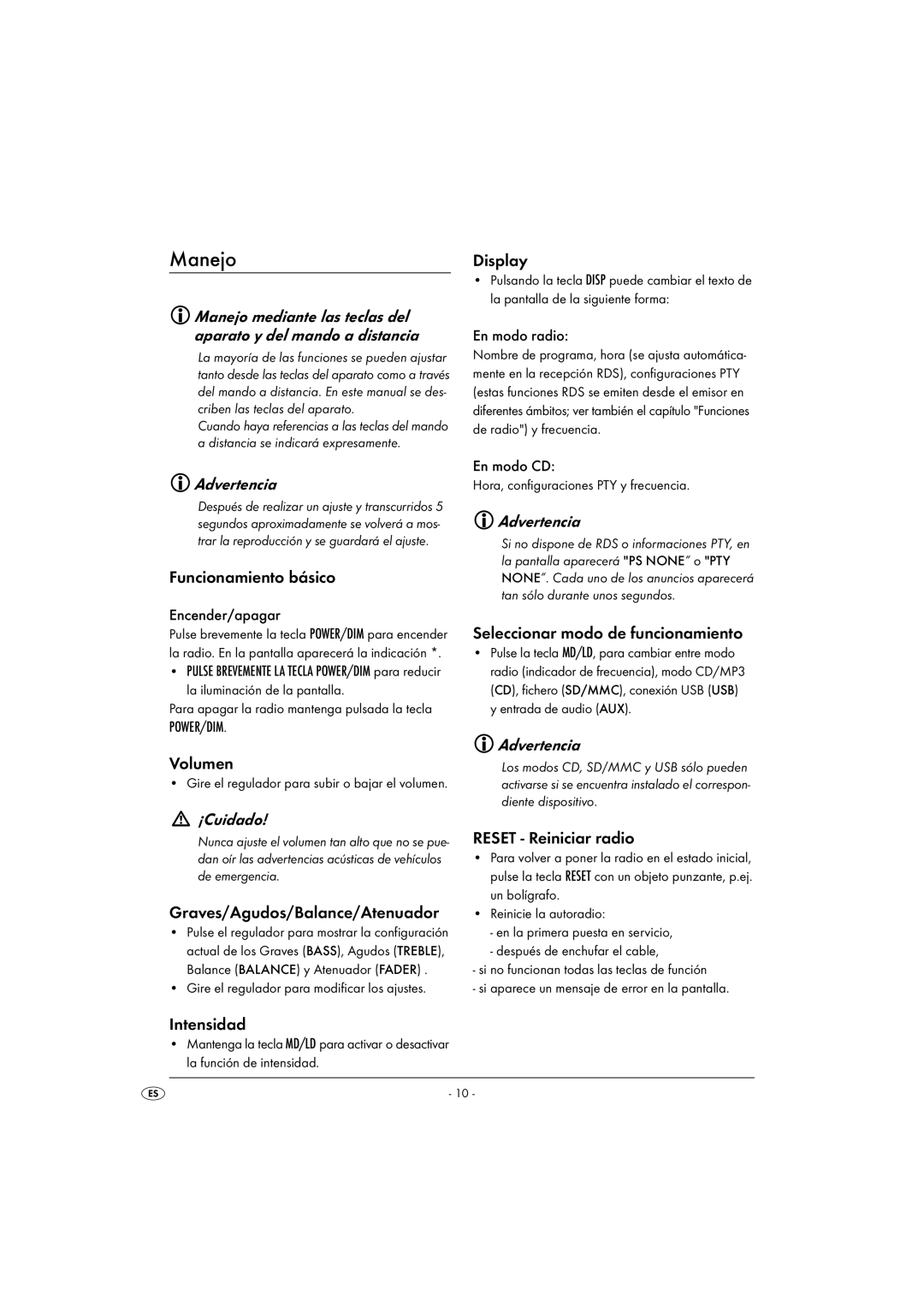 Silvercrest KH 2375 operating instructions Manejo 