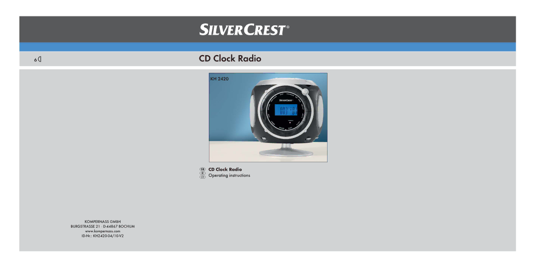 Silvercrest KH 2420 operating instructions CD Clock Radio 