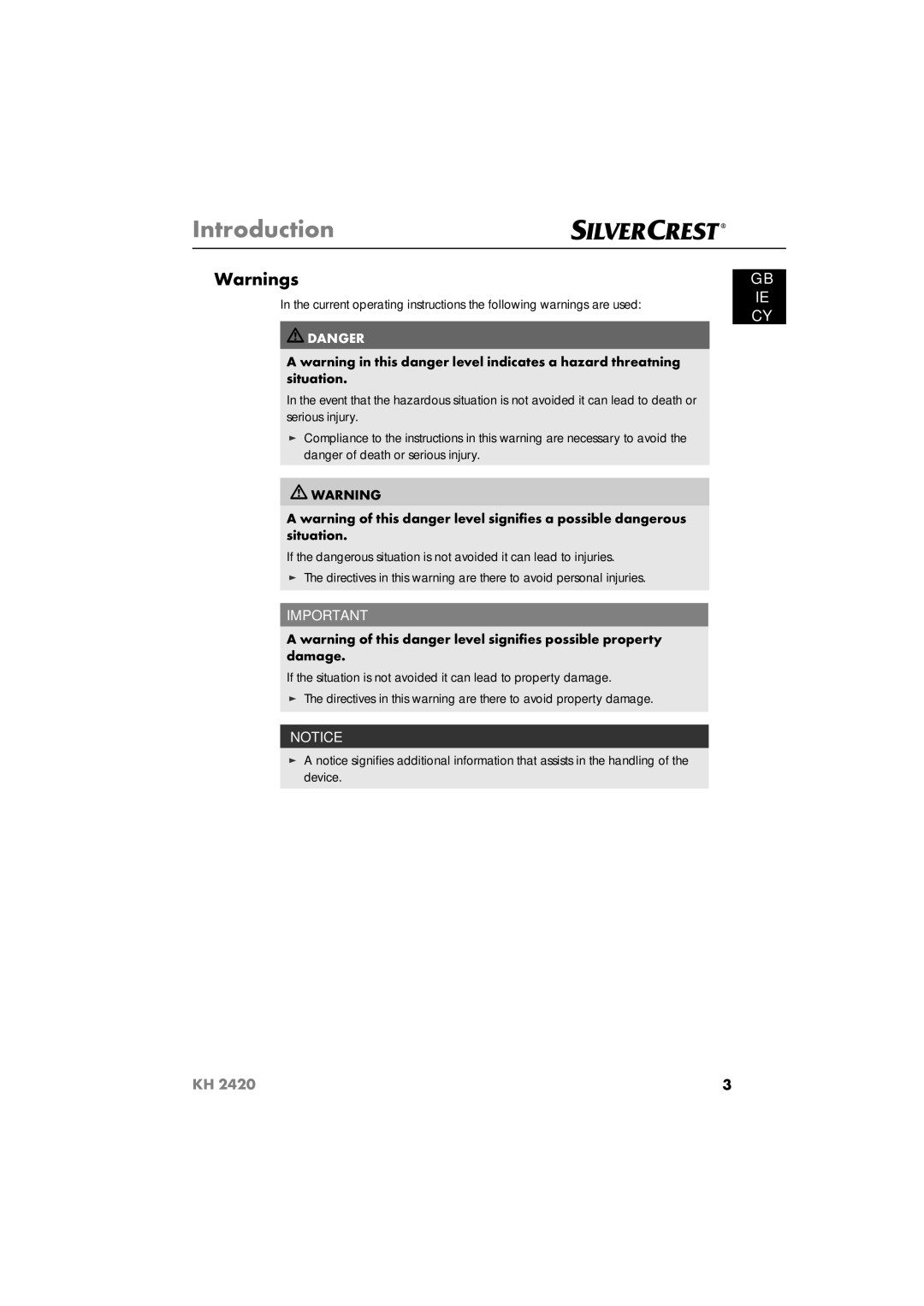 Silvercrest KH 2420 operating instructions Introduction 