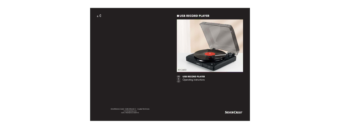 Silvercrest KH 2430 manual USB Record Player 