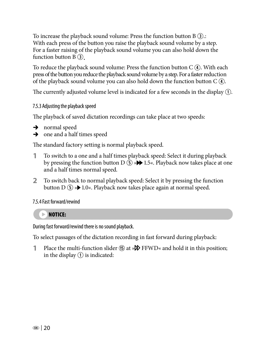 Silvercrest KH 2450 manual Adjusting the playback speed 