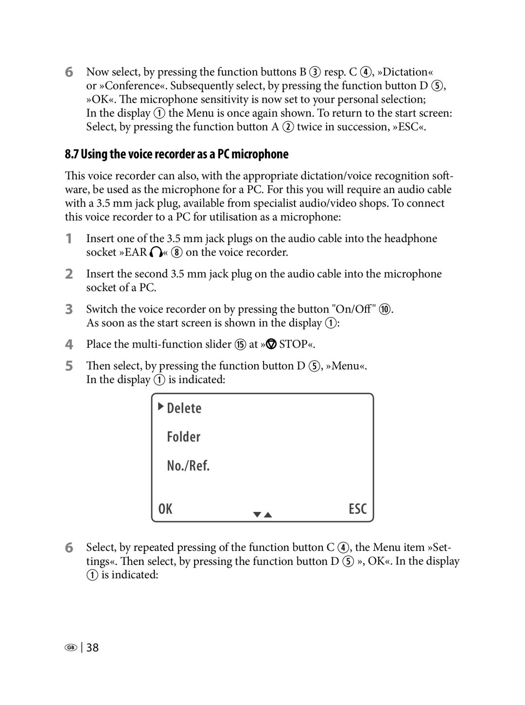 Silvercrest KH 2450 manual Using the voice recorder as a PC microphone 