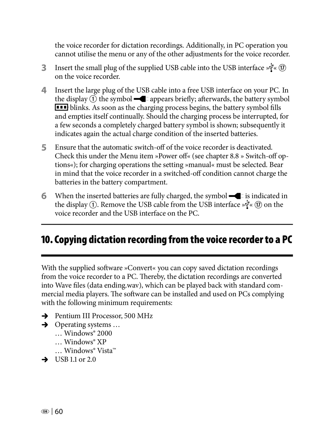 Silvercrest KH 2450 manual Copying dictation recording from the voice recorder to a PC 