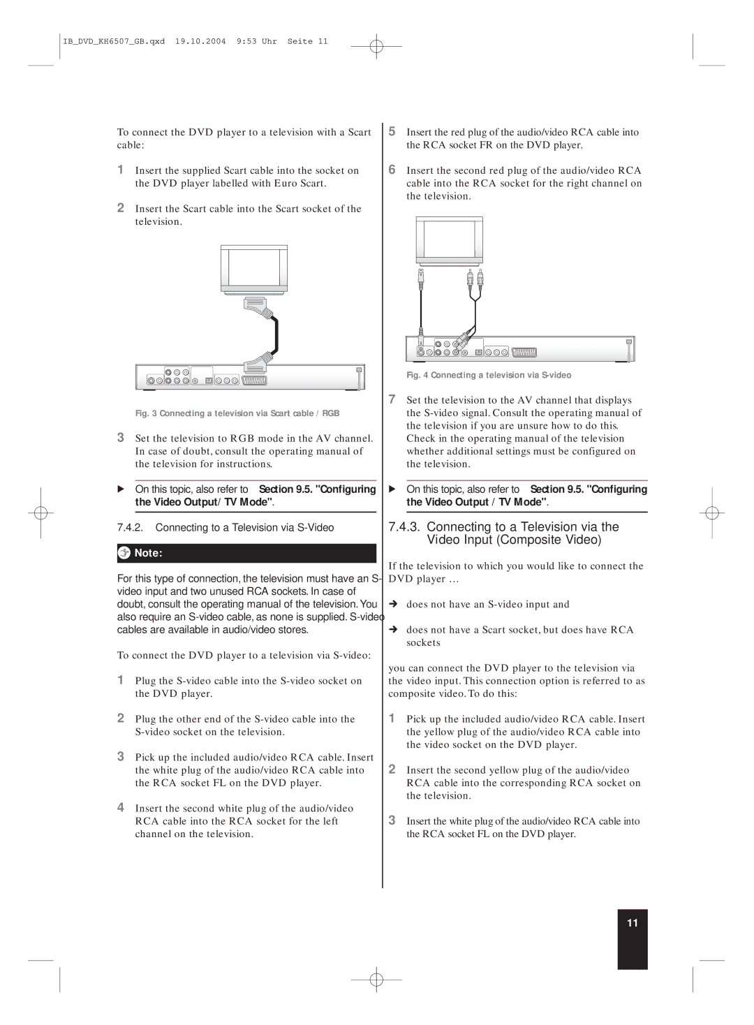 Silvercrest KH 6507 manual Connecting a television via Scart cable / RGB 