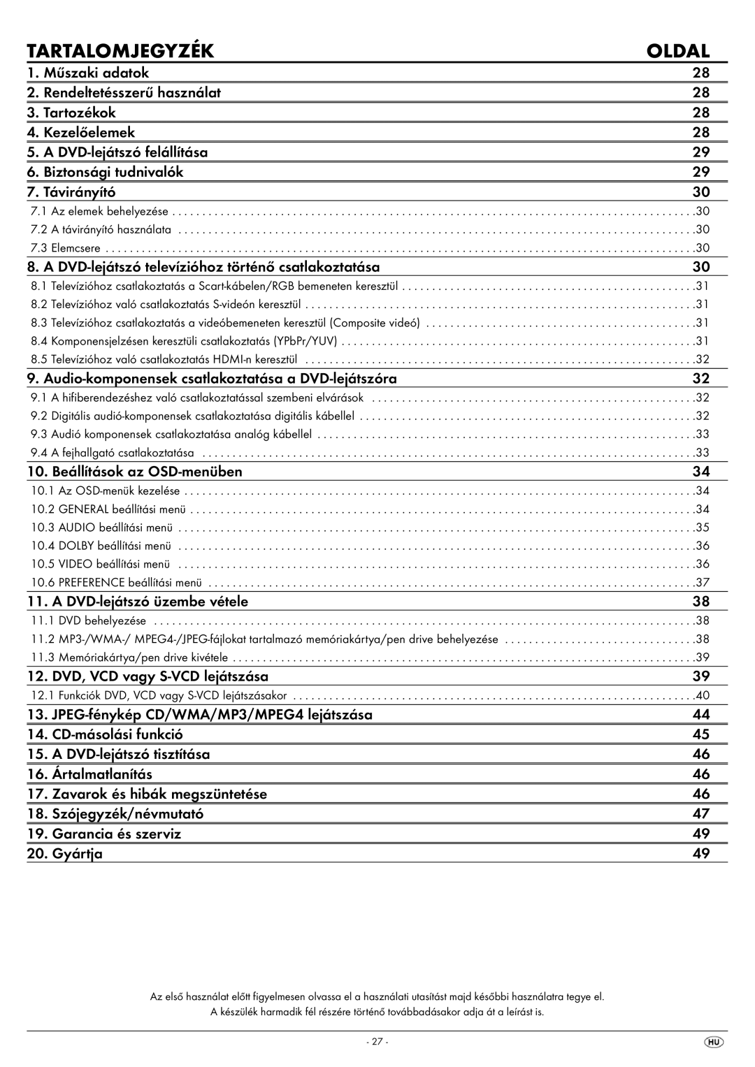 Silvercrest KH 6522, KH 6521 operating instructions 11.1, 11.2, 11.3, 12.1 