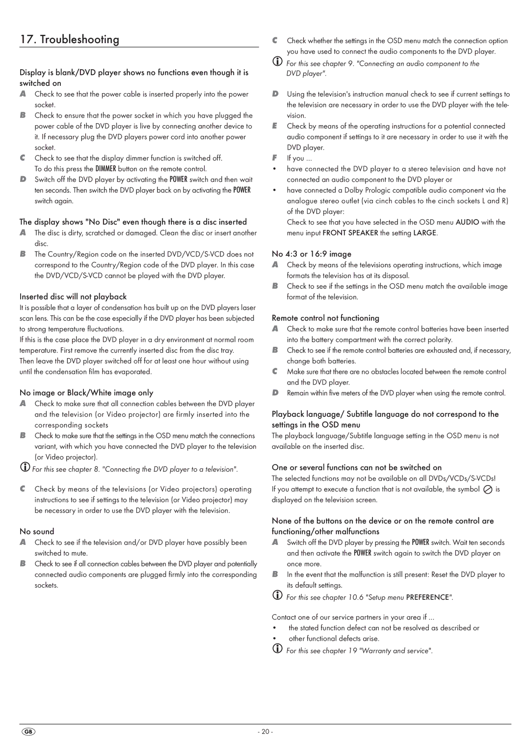 Silvercrest KH 6524, KH 6525 operating instructions Troubleshooting 