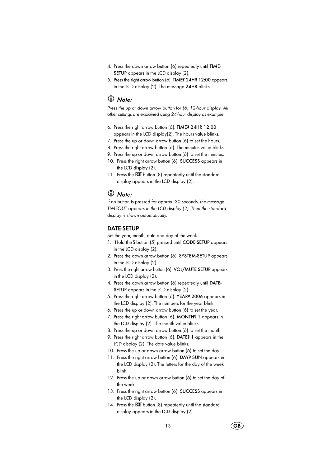 Silvercrest KH2150 operating instructions Date-Setup, Press the up or down arrow button 6 to set the year 