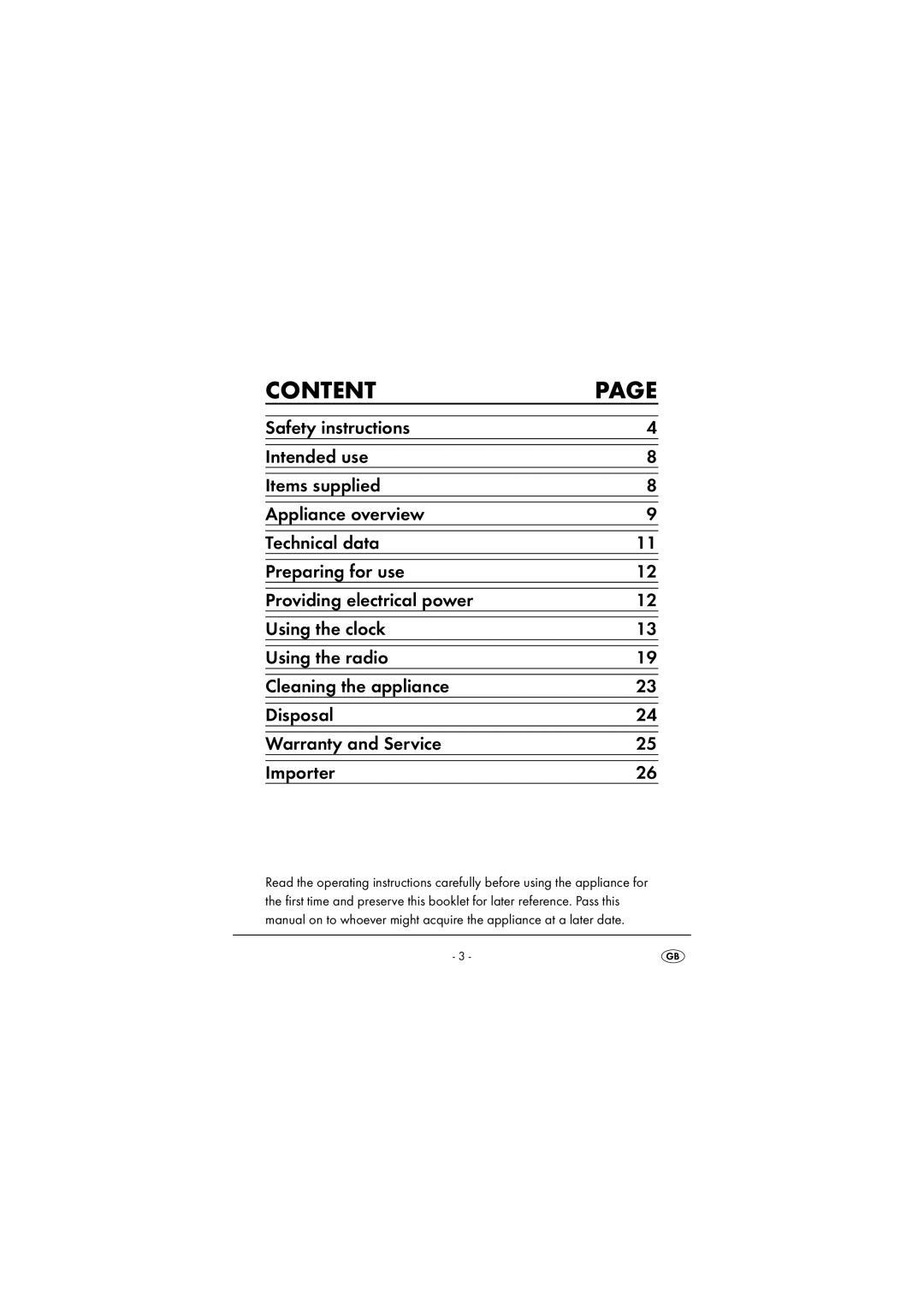 Silvercrest KH2217 operating instructions Content 