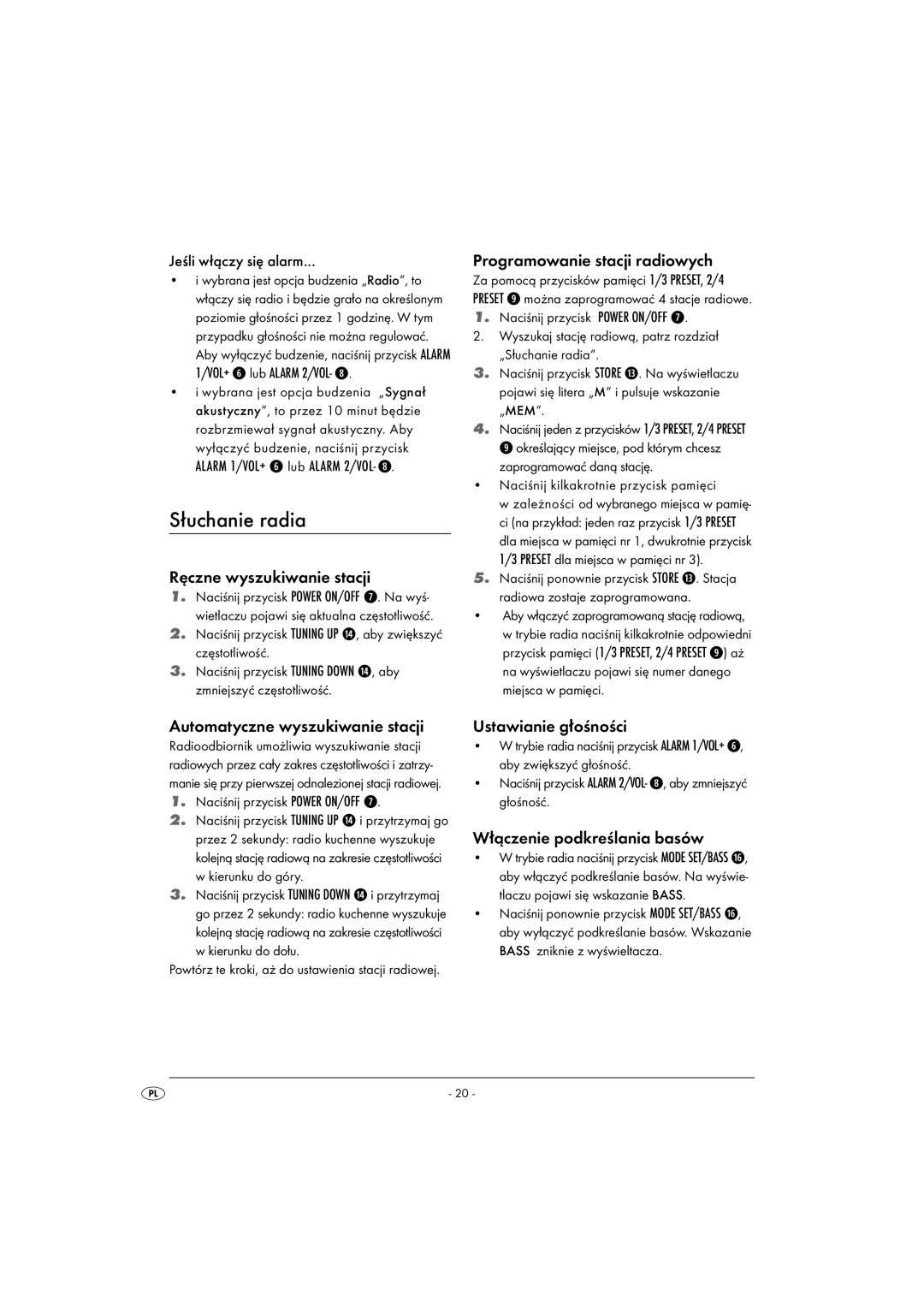 Silvercrest KH2281-08-V1, KH2281-07 operating instructions Słuchanie radia 