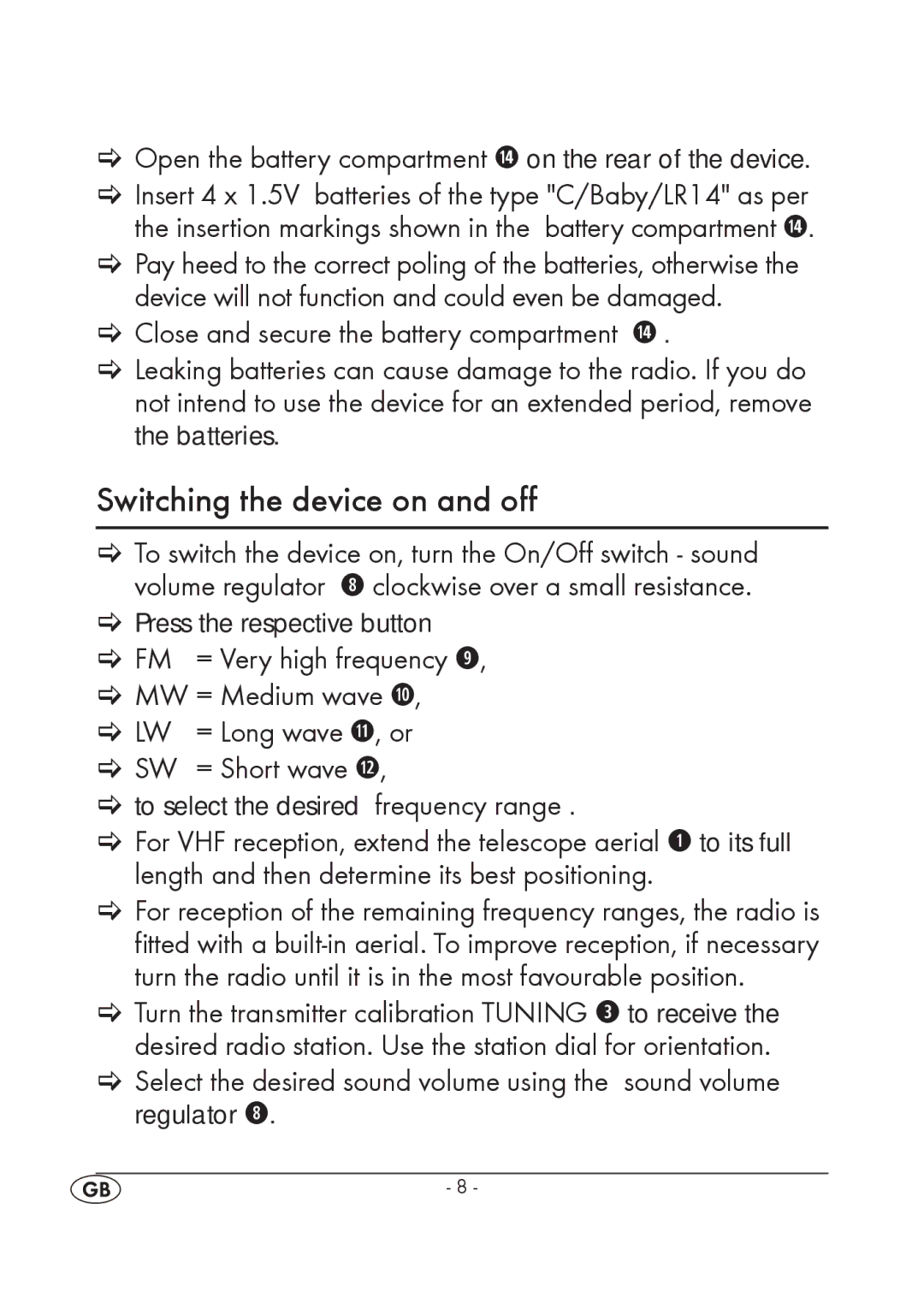 Silvercrest KH2351 instruction manual Switching the device on and off 