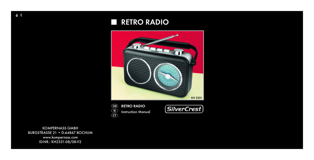 Silvercrest instruction manual Retro Radio, ID-NR. KH2351-08/08-V2 
