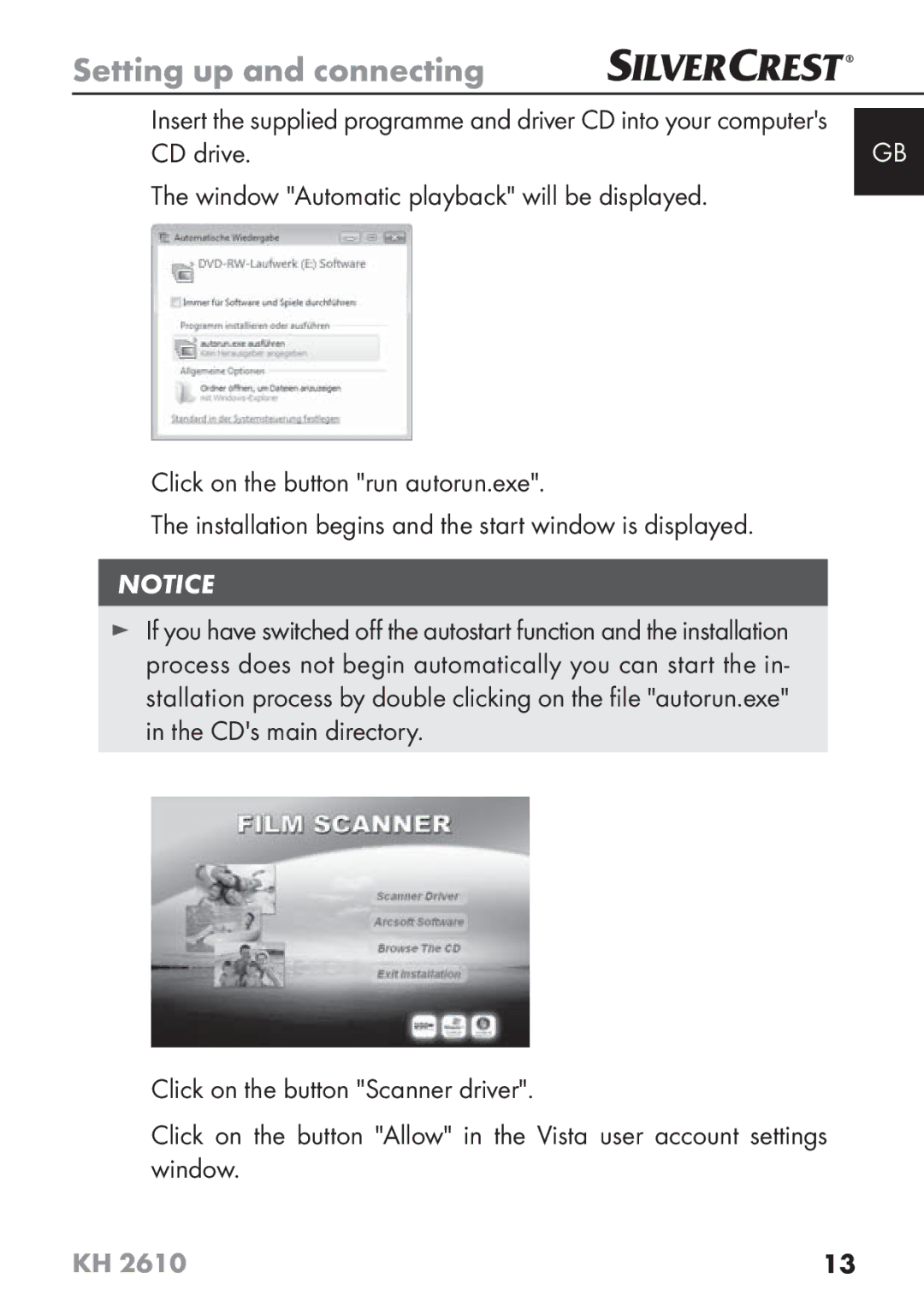 Silvercrest KH2610 08/2009-V3 operating instructions Setting up and connecting 