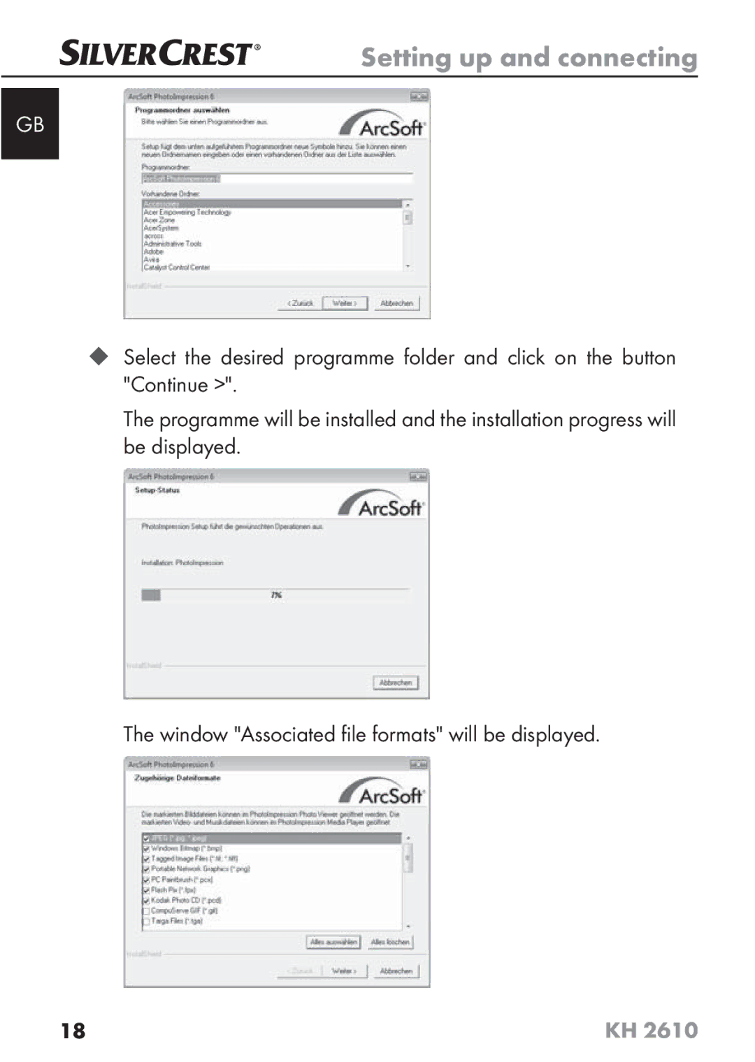 Silvercrest KH2610 08/2009-V3 operating instructions Setting up and connecting 