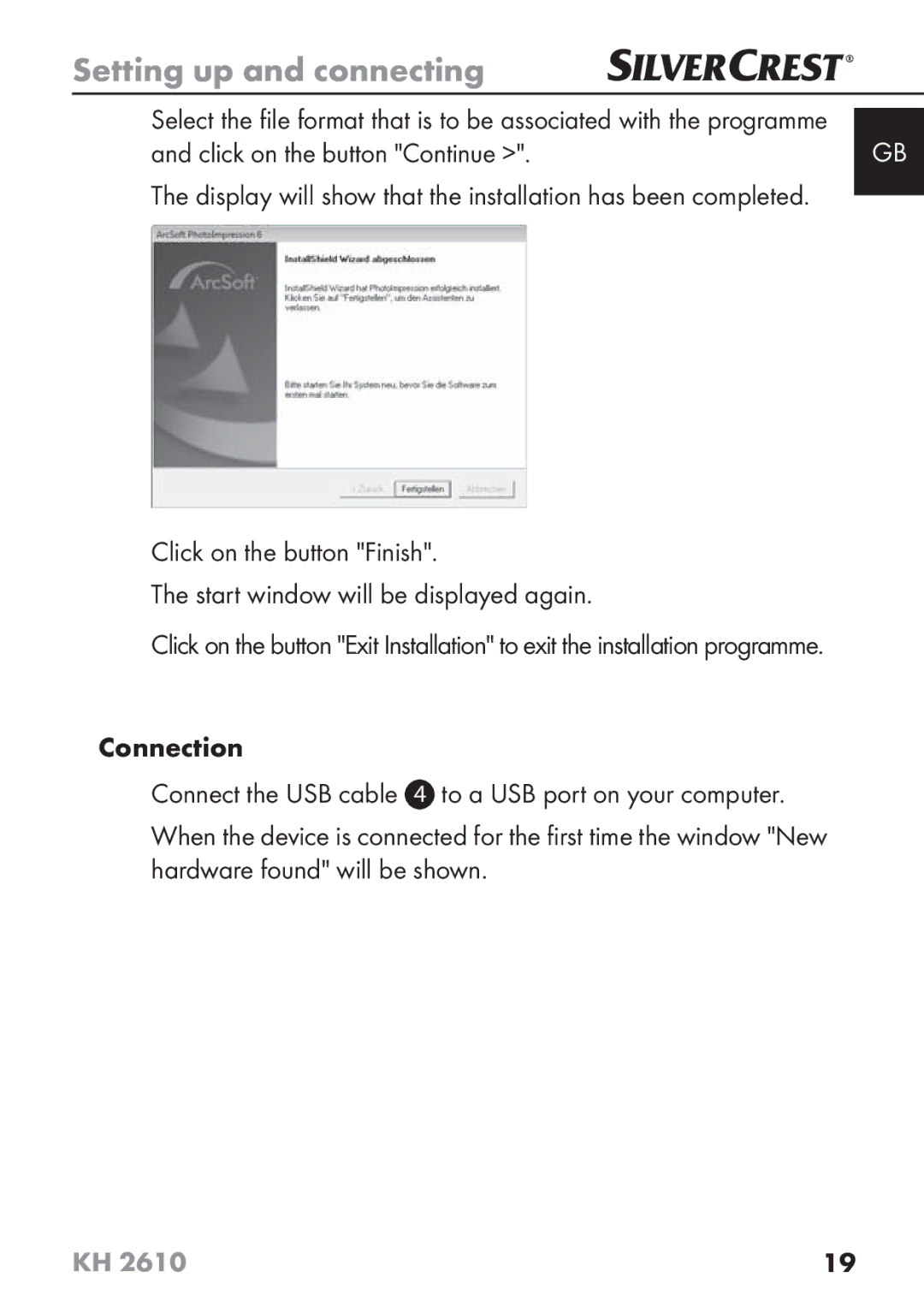 Silvercrest KH2610 08/2009-V3 operating instructions Click on the button Continue 