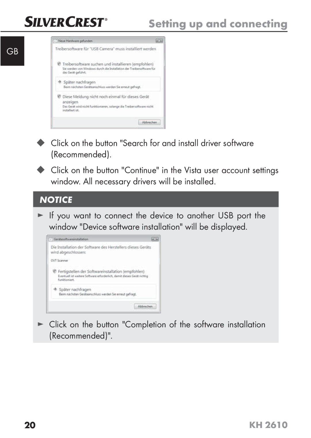 Silvercrest KH2610 08/2009-V3 operating instructions Setting up and connecting 