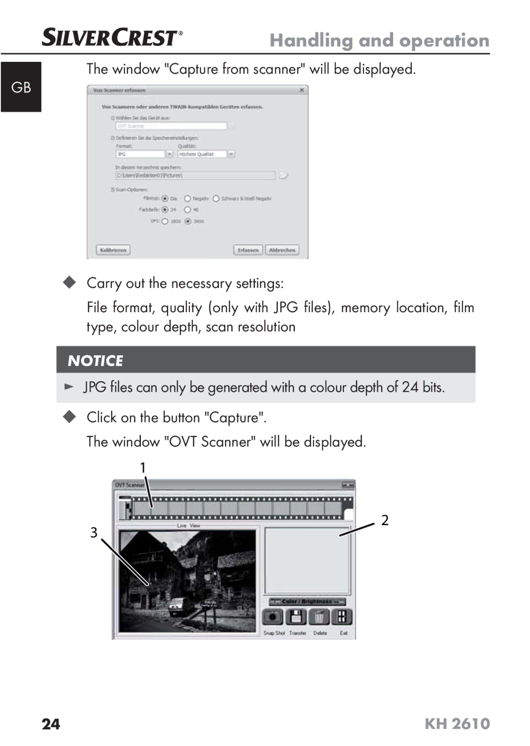 Silvercrest KH2610 08/2009-V3 operating instructions Handling and operation 