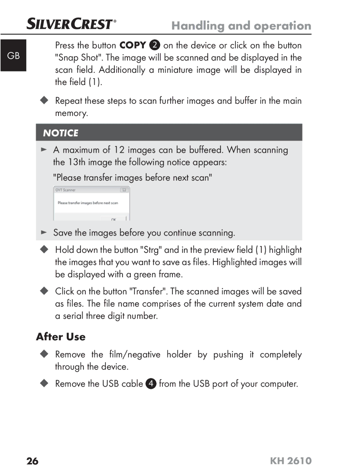 Silvercrest KH2610 08/2009-V3 operating instructions After Use 