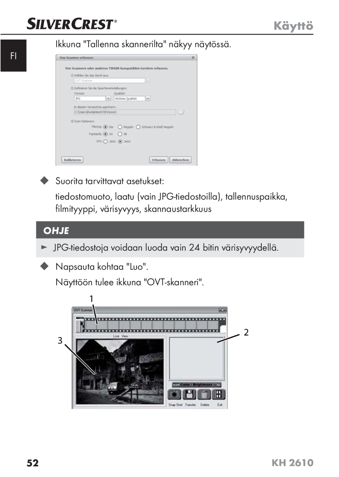 Silvercrest KH2610 08/2009-V3 operating instructions Käyttö 