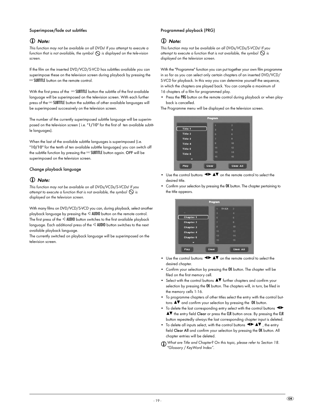 Silvercrest KH6519 operating instructions Superimpose/fade out subtitles, Change playback language 