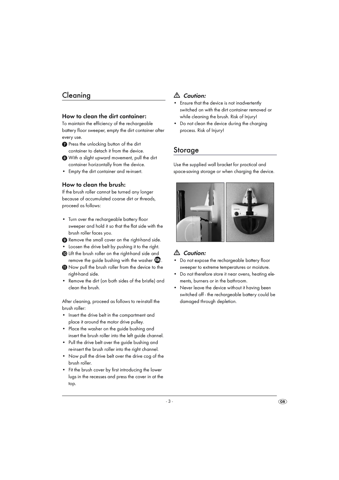 Silvercrest SAB 4.8 A1 operating instructions Cleaning, Storage 