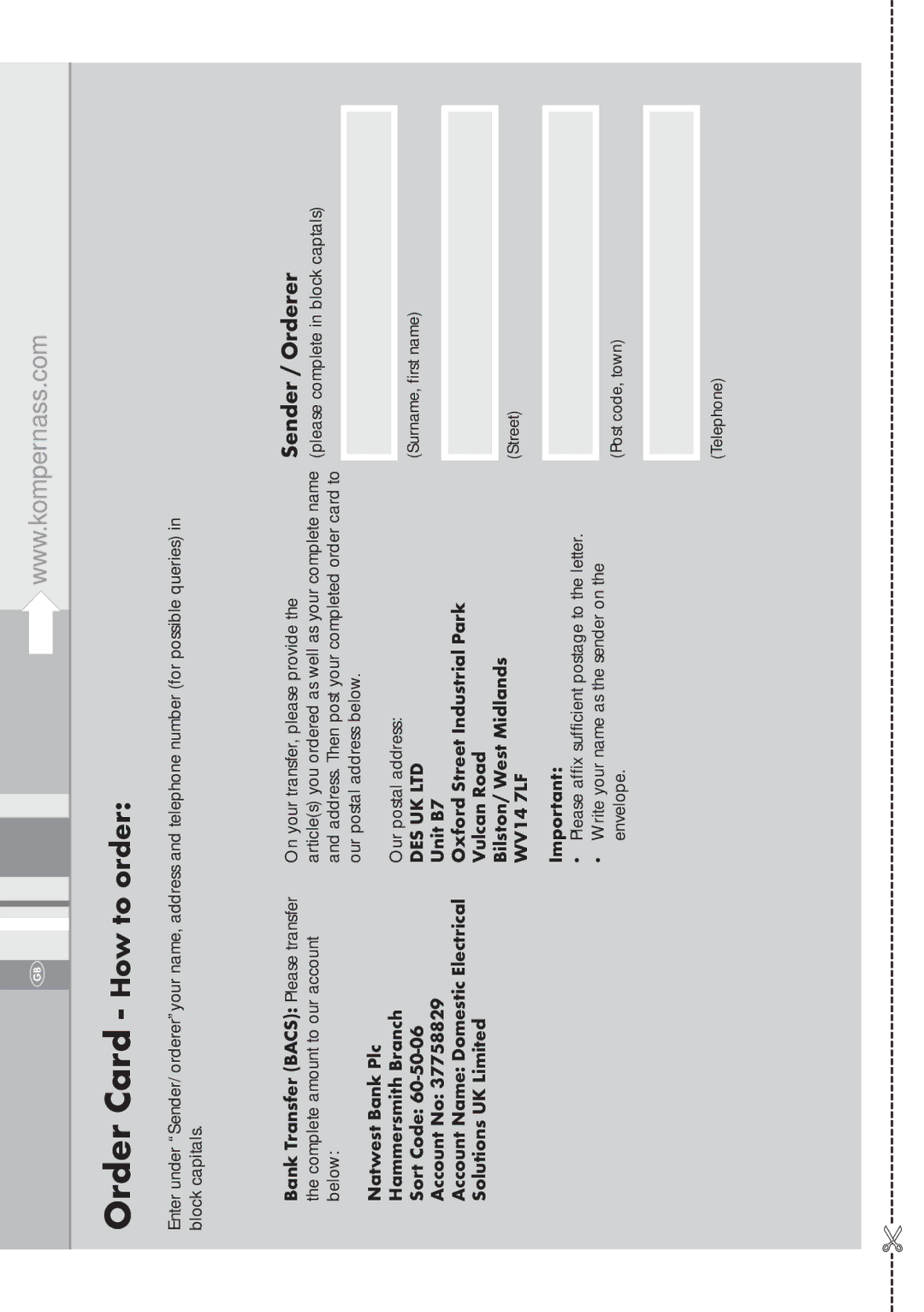 Silvercrest SBB 850 EDS A1 manual Order Card How to order, Below 