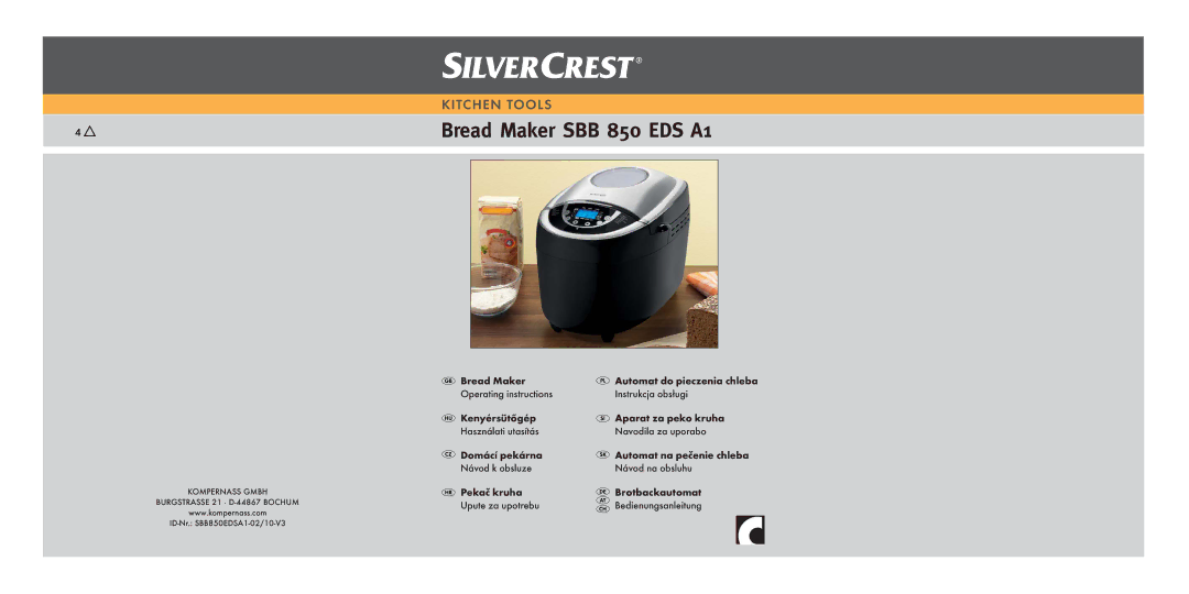 Silvercrest SBB850EDSA1-02/10-V3 operating instructions Bread Maker SBB 850 EDS A1 