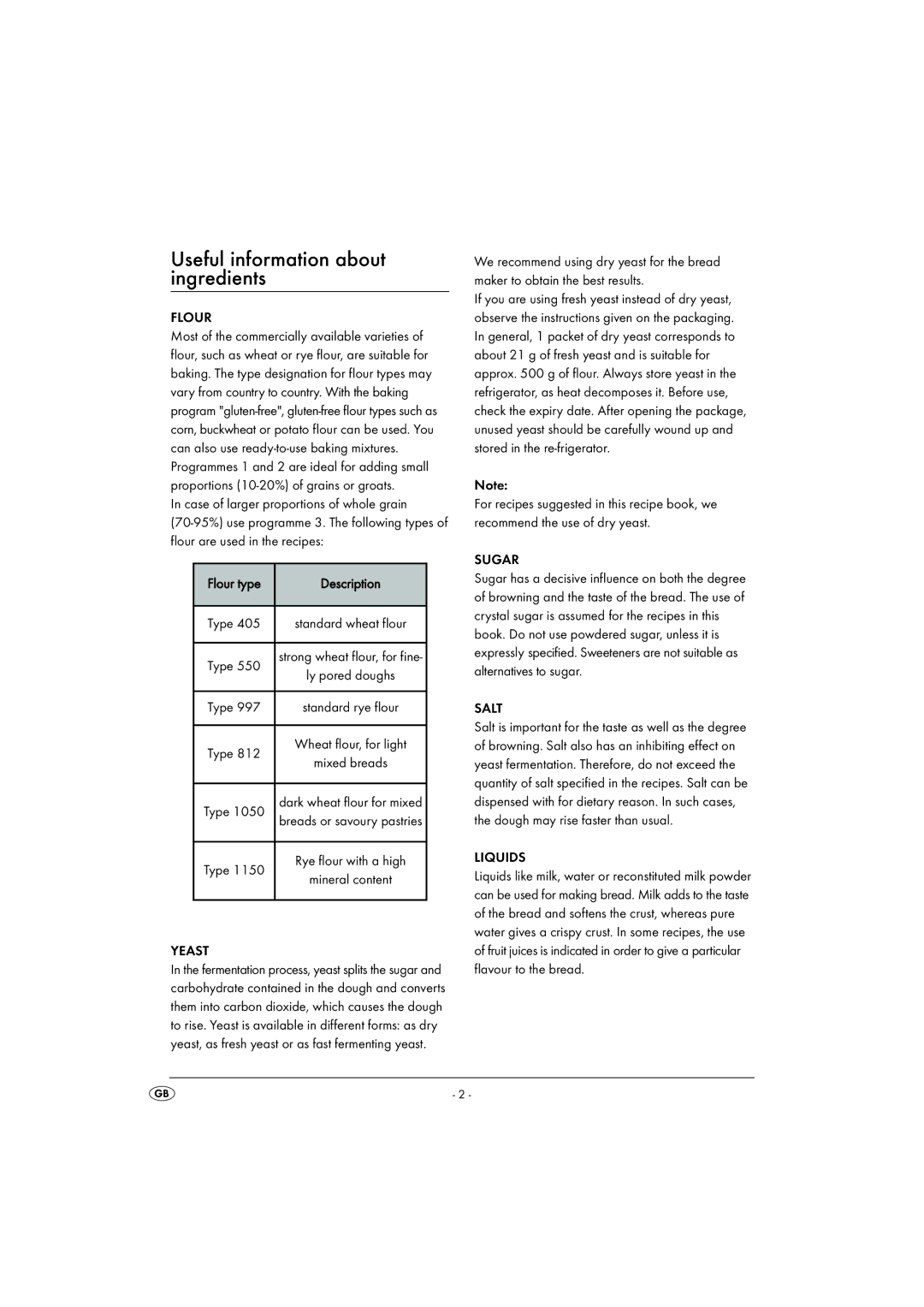 Silvercrest SBB850EDSA1-02/10-V3 operating instructions Useful information about ingredients 