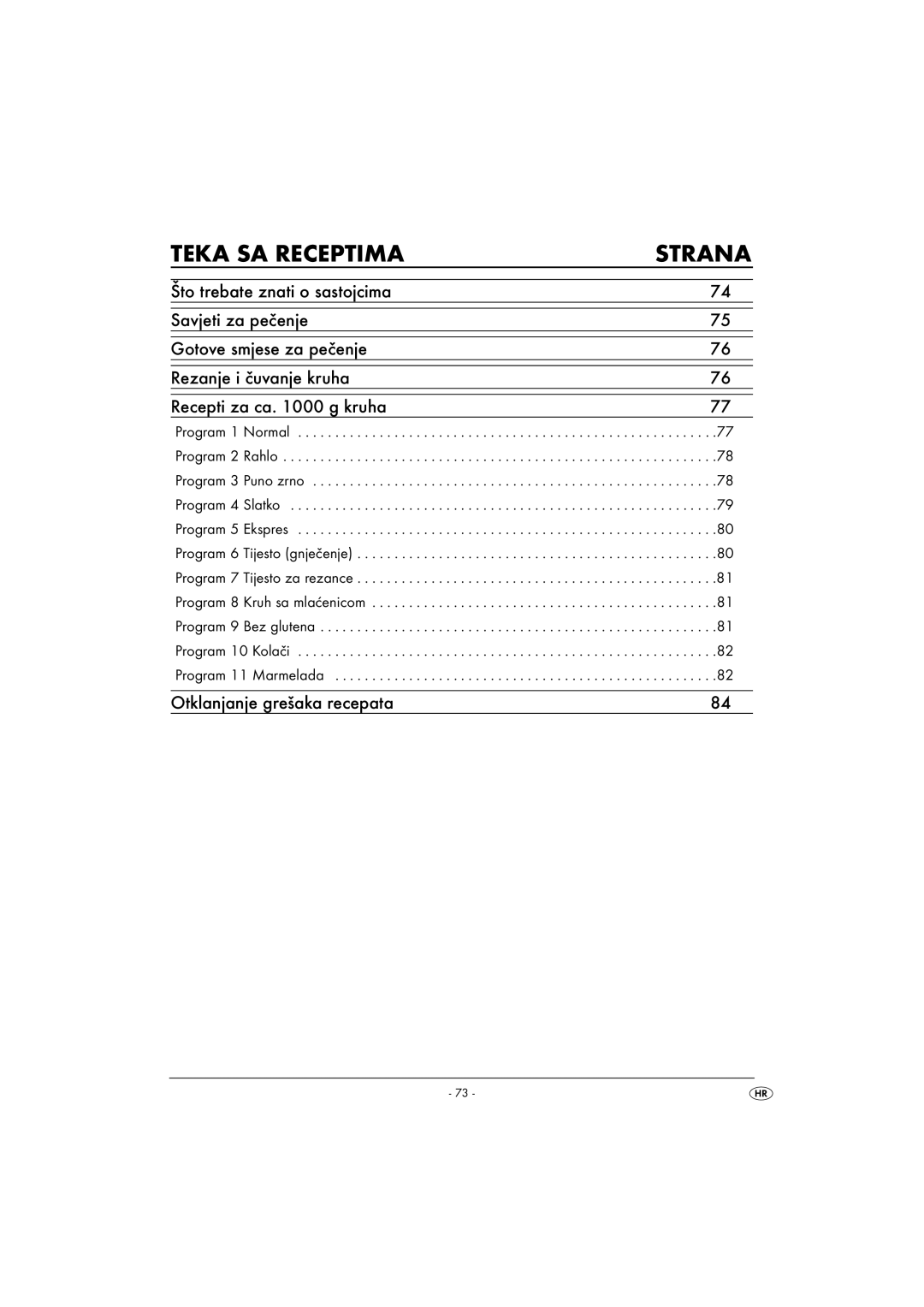 Silvercrest SBB850EDSA1-02/10-V3 operating instructions Teka SA Receptima Strana 