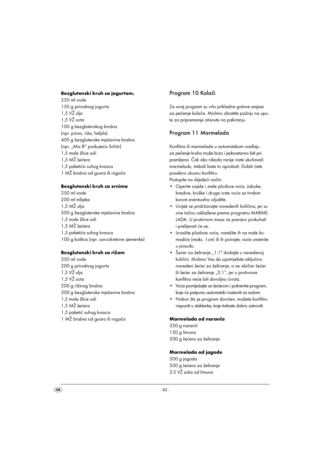 Silvercrest SBB850EDSA1-02/10-V3 operating instructions Program 10 Kolači 