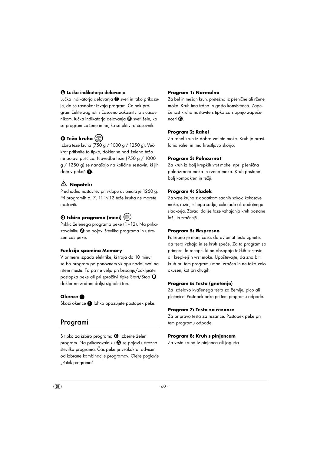 Silvercrest SBB850EDSA1-02/10-V3 operating instructions Programi 