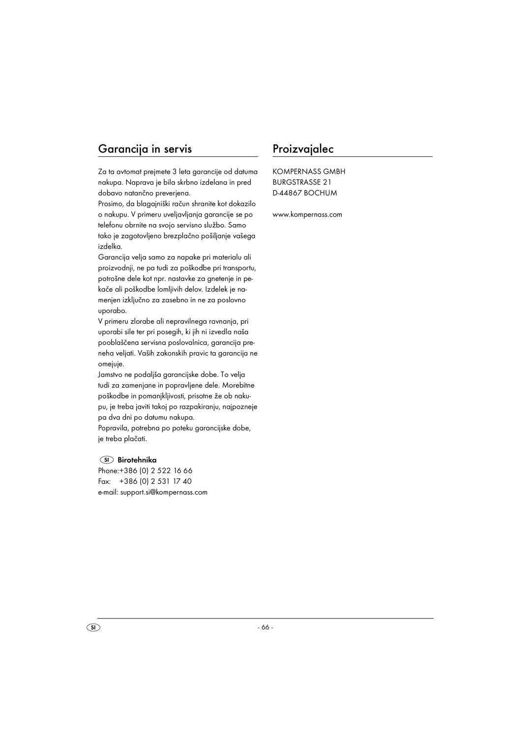 Silvercrest SBB850EDSA1-02/10-V3 operating instructions Garancija in servis Proizvajalec 