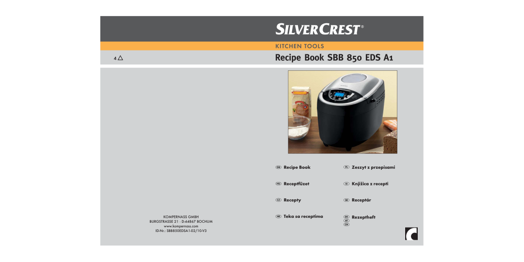 Silvercrest SBB850EDSA1-02/10-V3 Recipe Book SBB 850 EDS A1, Kitchen Tools, Zeszyt z przepisami, Receptfüzet, Recepty 