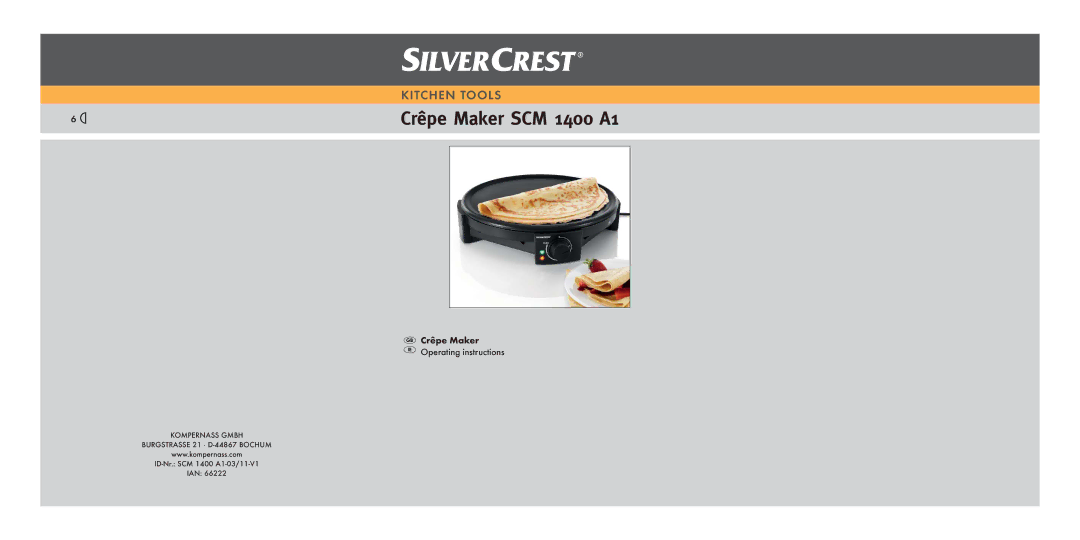 Silvercrest operating instructions Crêpe Maker SCM 1400 A1 