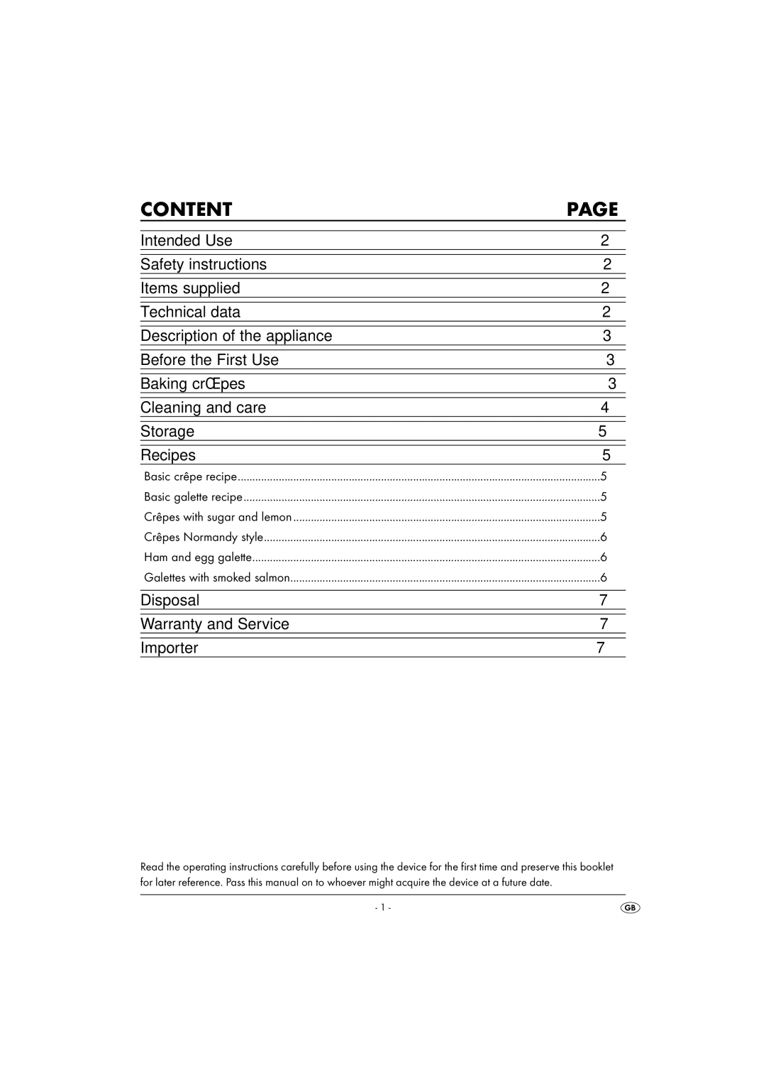 Silvercrest SCM 1400 A1 operating instructions Content 